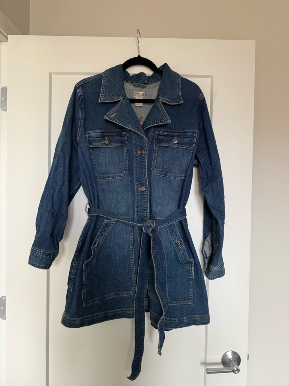 Duluth Trading Co Daily Denim Trench Coat NWT!